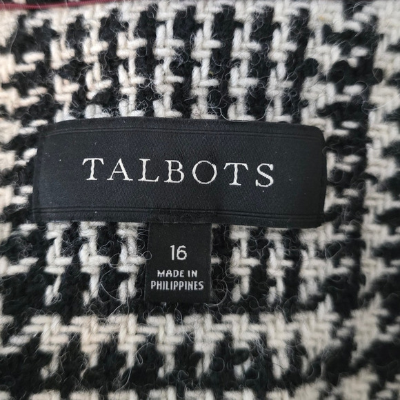 Talbots Stunning  Black White Houndstooth Wool Blend Women's Jacket 16 NWOT - Picture 4 of 6